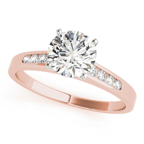 Zamir Natural Diamond Rose Gold 4 Prong Setting Side Stone Engagement Ring
