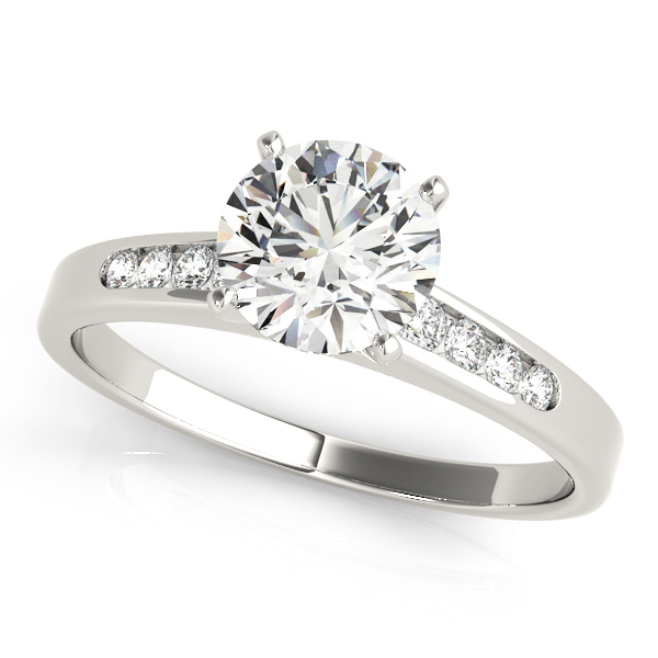 0.1 Ct Natural Diamond Round Cut Zamir  Side Stone Engagement Rings in Silver 925