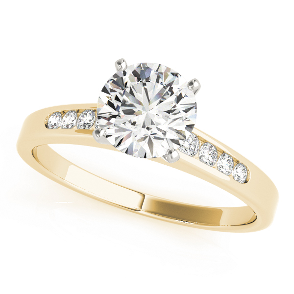 Zamir Natural Diamond Yellow Gold 4 Prong Setting Side Stone Engagement Ring