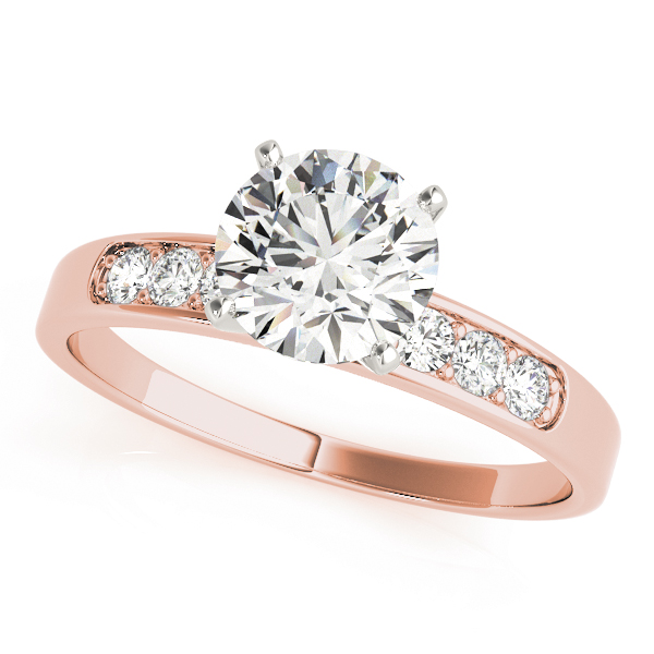 Zylah Natural Diamond Rose Gold 4 Prong Setting Side Stone Engagement Ring