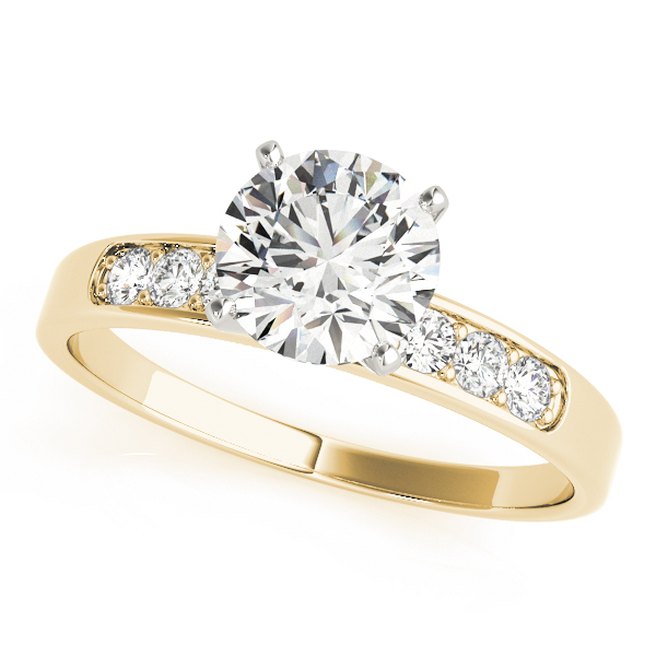 Zylah Natural Diamond Yellow Gold 4 Prong Setting Side Stone Engagement Ring