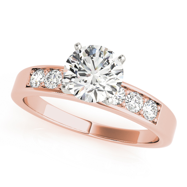 Zayed Natural Diamond Rose Gold 4 Prong Setting Side Stone Engagement Ring
