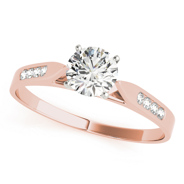 Zakiyah Natural Diamond Rose Gold 4 Prong Setting Side Stone Engagement Ring