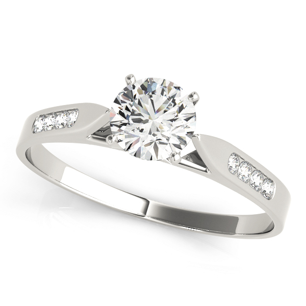 Zakiyah Natural Diamond Silver 4 Prong Setting Side Stone Engagement Ring