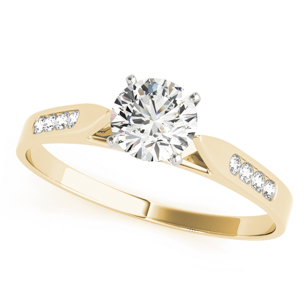 Zakiyah Natural Diamond Yellow Gold 4 Prong Setting Side Stone Engagement Ring
