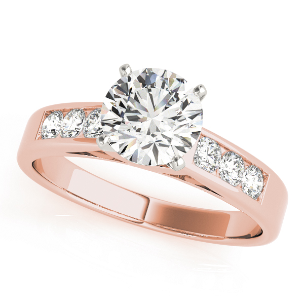 Zackary Natural Diamond Rose Gold 4 Prong Setting Side Stone Engagement Ring