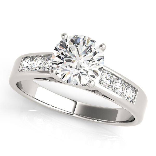 0.1 Ct Natural Diamond Round Cut Zackary  Side Stone Engagement Rings in Silver 925