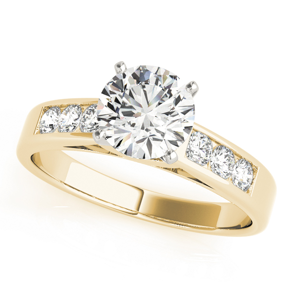 Zackary Natural Diamond Yellow Gold 4 Prong Setting Side Stone Engagement Ring