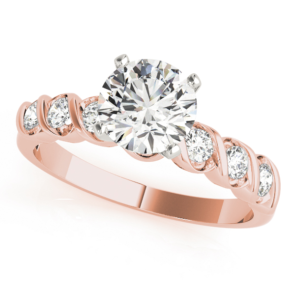 Steffnia Lab Grown Diamond Rose Gold 4 Prong Side Stone Engagement Ring