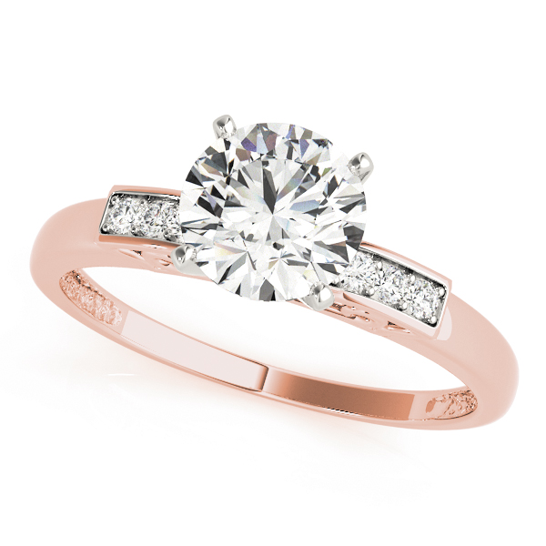 Zaidan Natural Diamond Rose Gold 4 Prong Setting Side Stone Engagement Ring