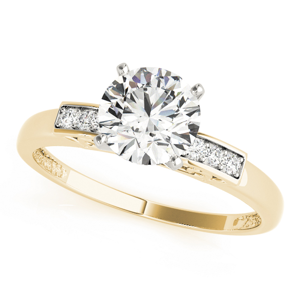 Zaidan Natural Diamond Yellow Gold 4 Prong Setting Side Stone Engagement Ring