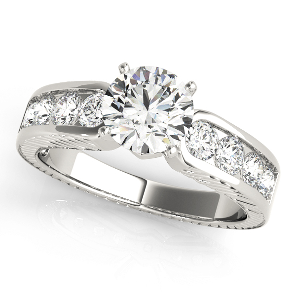 Zavion Natural Diamond 4 Prong Setting Side Stone Engagement Ring