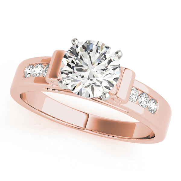 Zaylah Natural Diamond Rose Gold 4 Prong Setting Side Stone Engagement Ring