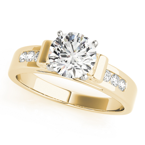 Zaylah Natural Diamond Yellow Gold 4 Prong Setting Side Stone Engagement Ring