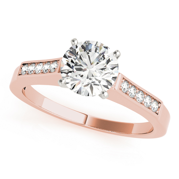 Zayleigh Natural Diamond Rose Gold 4 Prong Setting Side Stone Engagement Ring