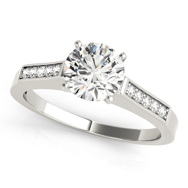 Zayleigh Natural Diamond Silver 4 Prong Setting Side Stone Engagement Ring