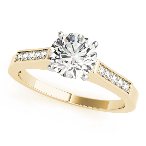 Zayleigh Natural Diamond Yellow Gold 4 Prong Setting Side Stone Engagement Ring
