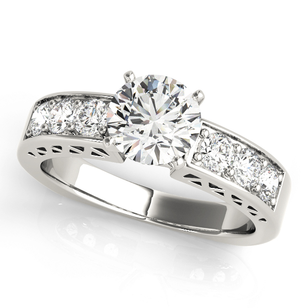 Zekiah Natural Diamond 4 Prong Setting Side Stone Engagement Ring