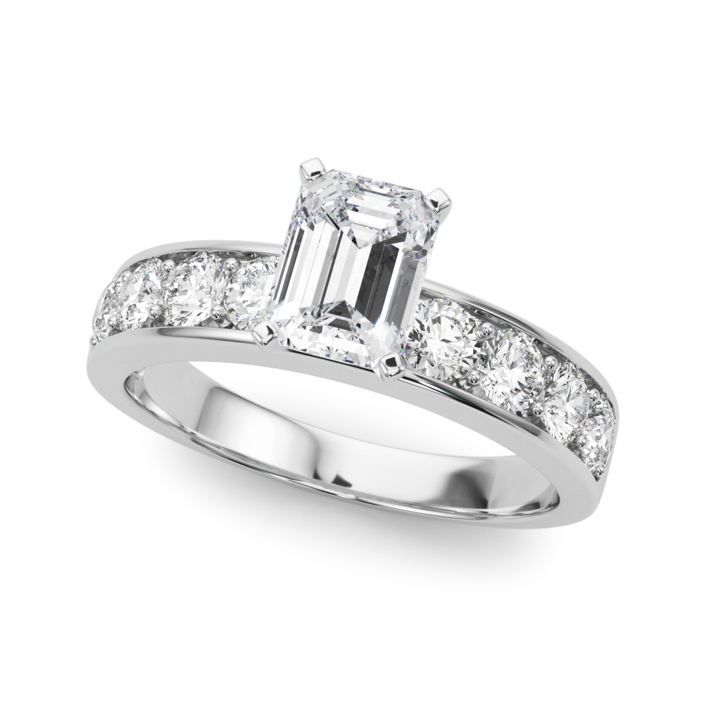 Zahir Natural Diamond Silver 4 Prong Setting Side Stone Engagement Ring