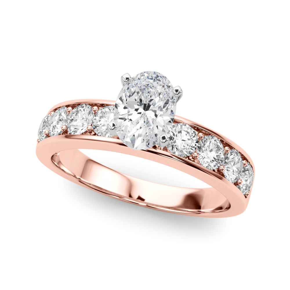 Zyon Natural Diamond Rose Gold 4 Prong Setting Side Stone Engagement Ring