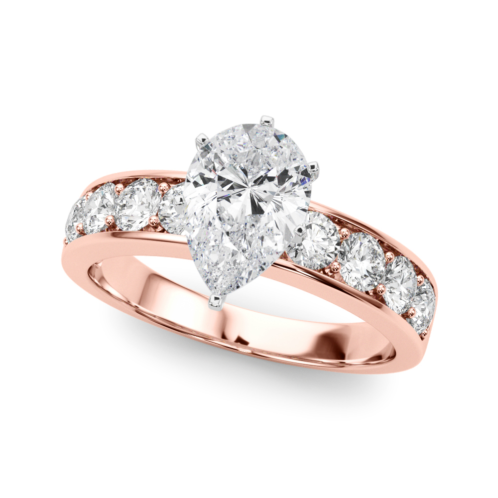 Zavier Natural Diamond Rose Gold 6 Prong Setting Side Stone Engagement Ring