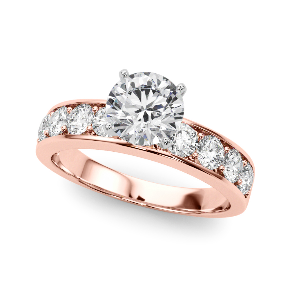Zora Natural Diamond Rose Gold 4 Prong Setting Side Stone Engagement Ring