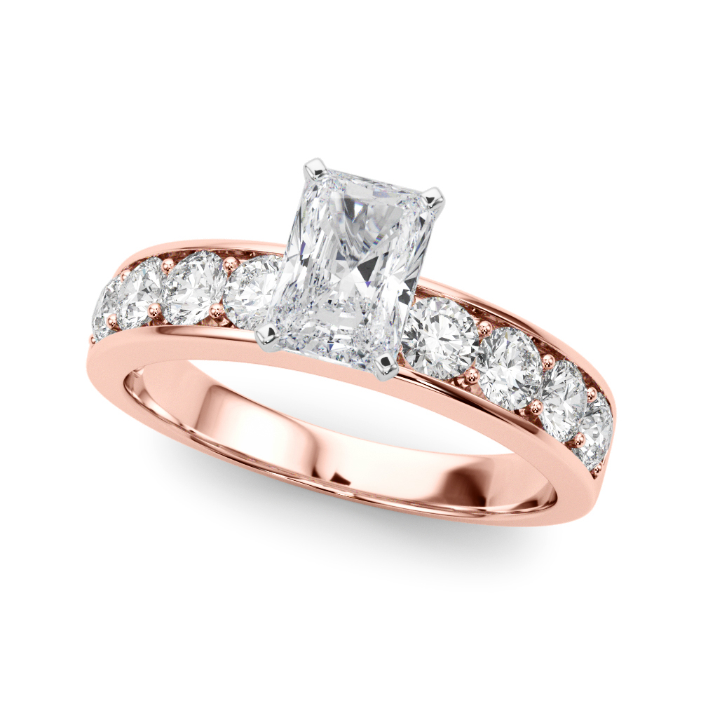 Zoie Natural Diamond Rose Gold 4 Prong Setting Side Stone Engagement Ring