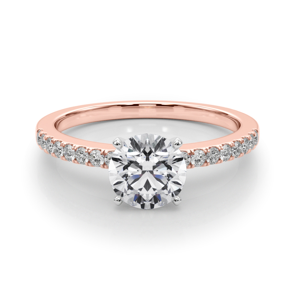0.2 Ct Lab-Created Diamond Round Cut Creeda  Side Stone Engagement Rings in Silver 925