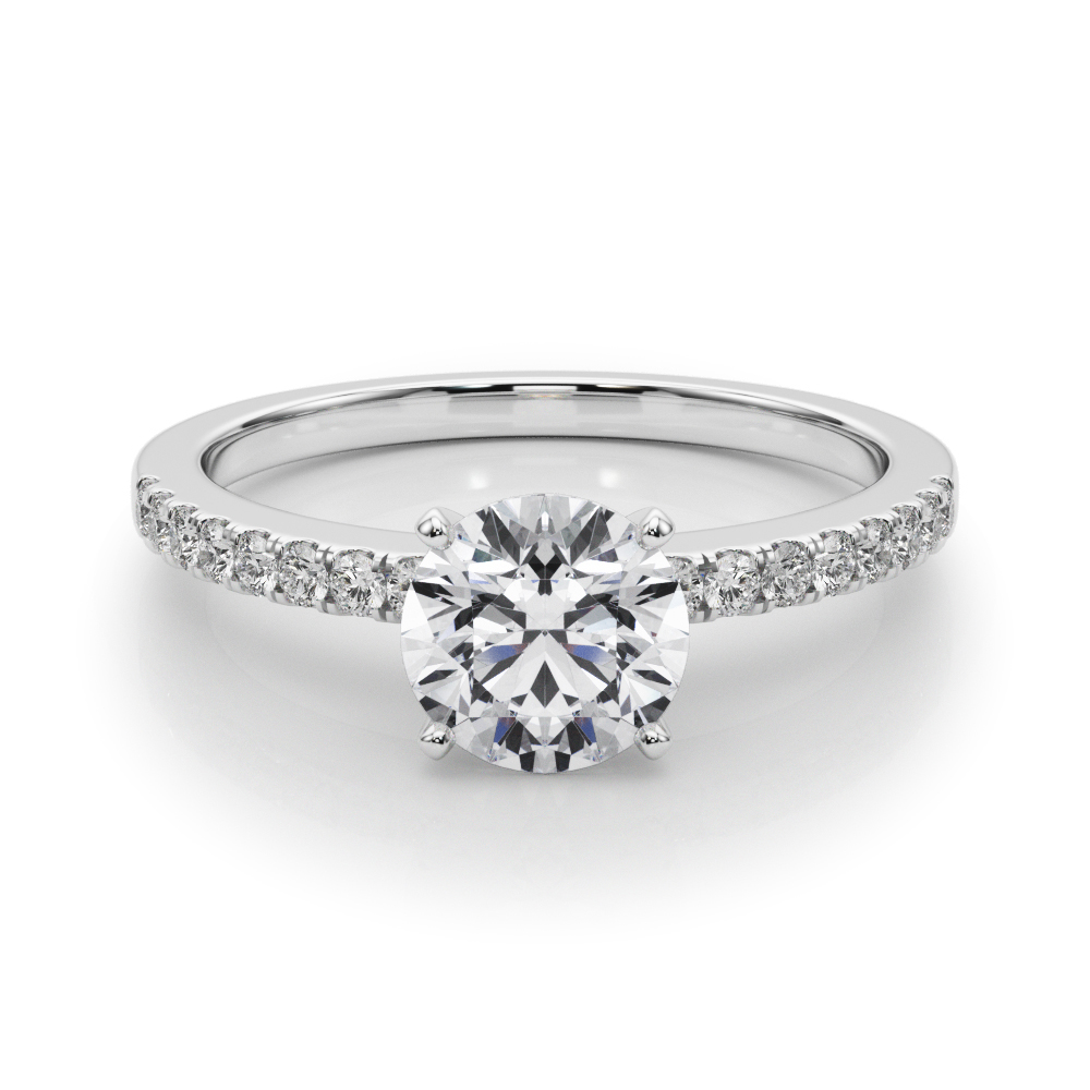 0.2 Ct Lab-Created Creeda Round Cut Diamond  Side Stone Engagement Rings in Silver 925