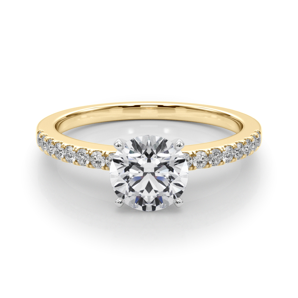 0.2 Ct Lab-Created Creeda Round Cut Diamond  Side Stone Engagement Rings in Silver 925