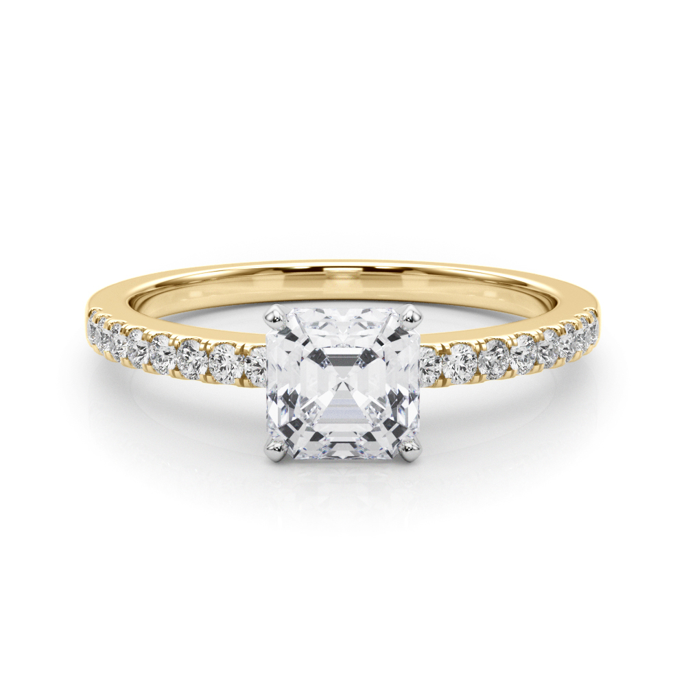 0.2 Ct Lab-Created Creeda Asscher Cut Diamond  Side Stone Engagement Rings in Silver 925