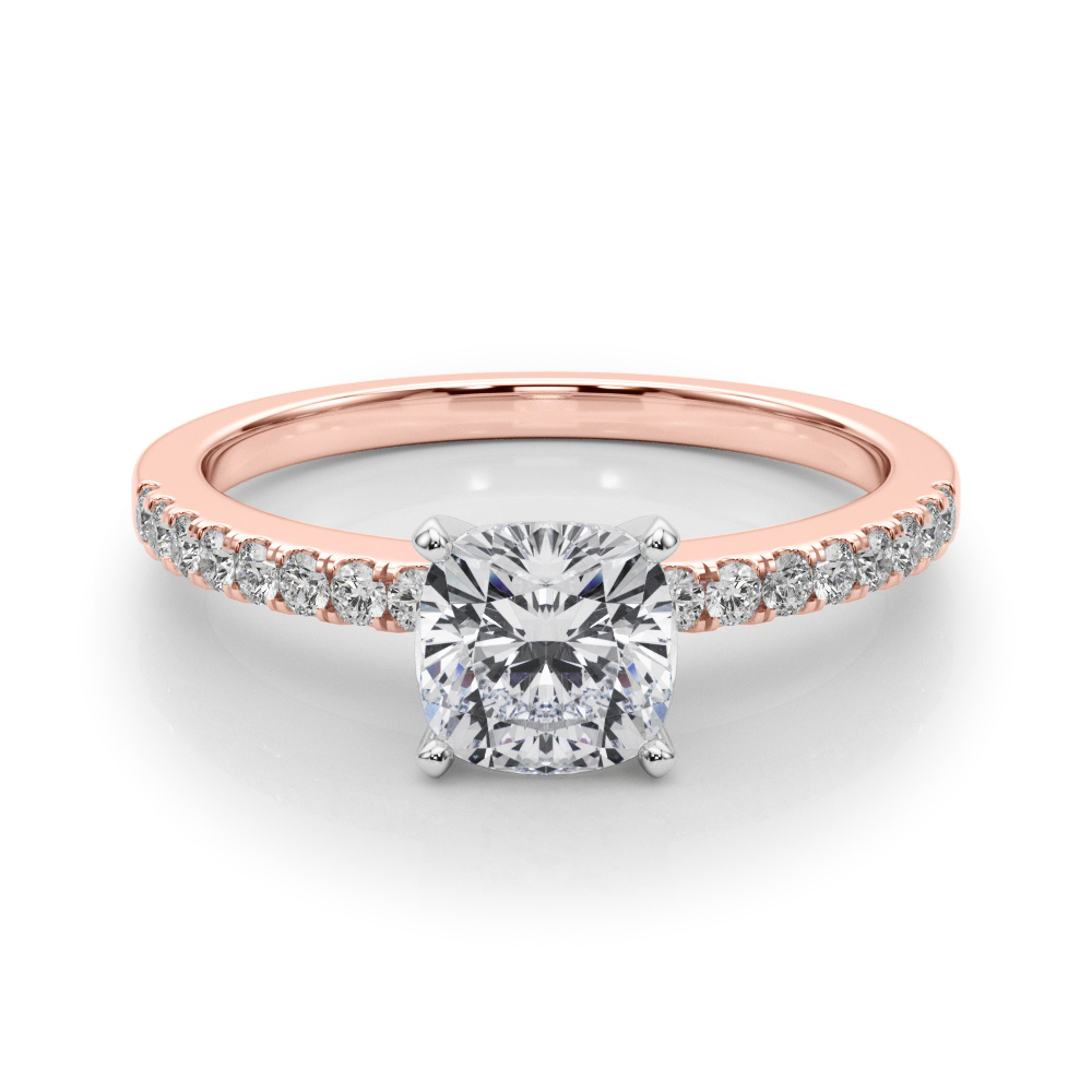 0.2 Ct Lab-Created Diamond Cushion Cut Creeda  Side Stone Engagement Rings in Silver 925