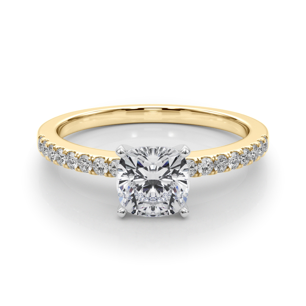 0.2 Ct Lab-Created Creeda Cushion Cut Diamond  Side Stone Engagement Rings in Silver 925