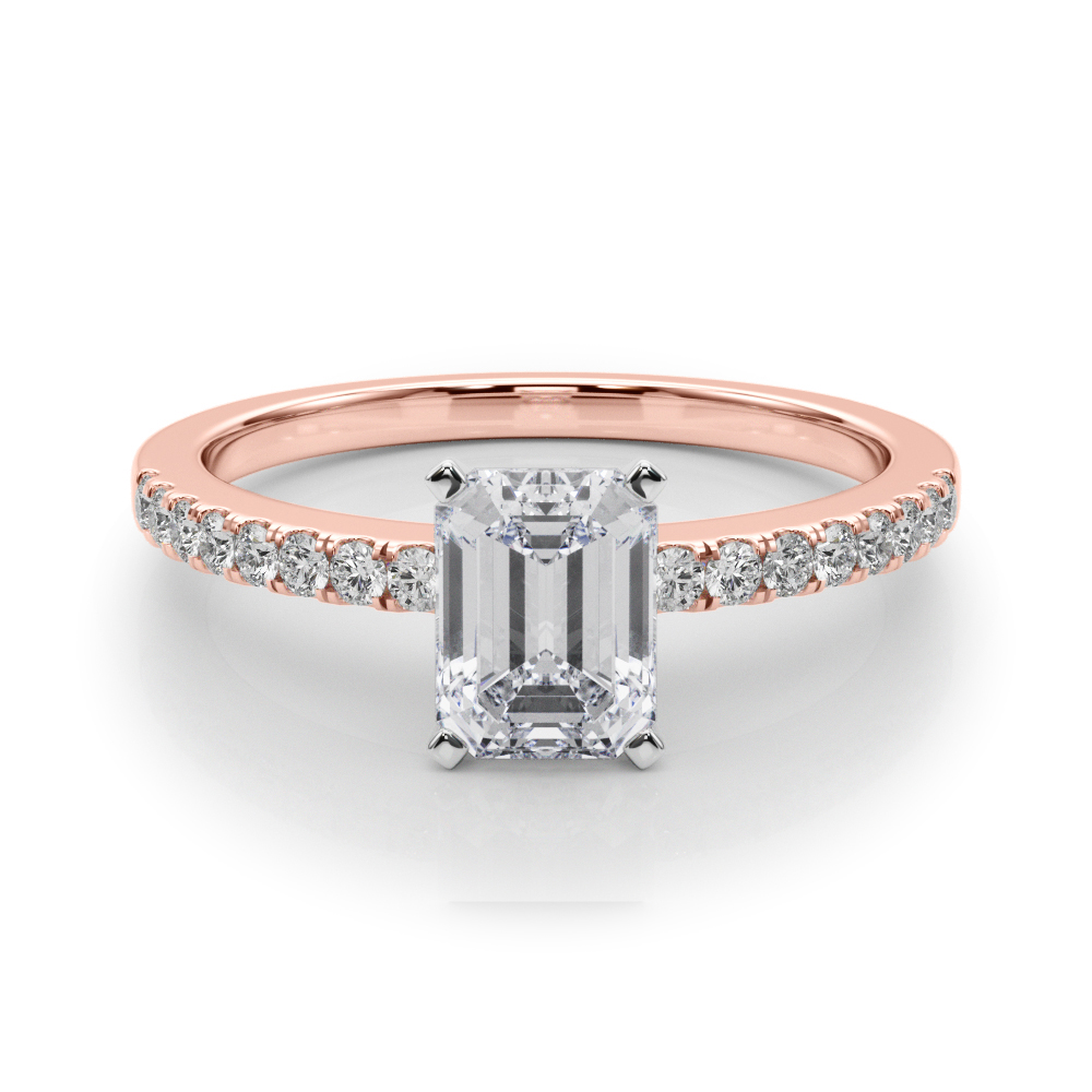 0.2 Ct Lab-Created Diamond Emerald Cut Creeda  Side Stone Engagement Rings in Silver 925