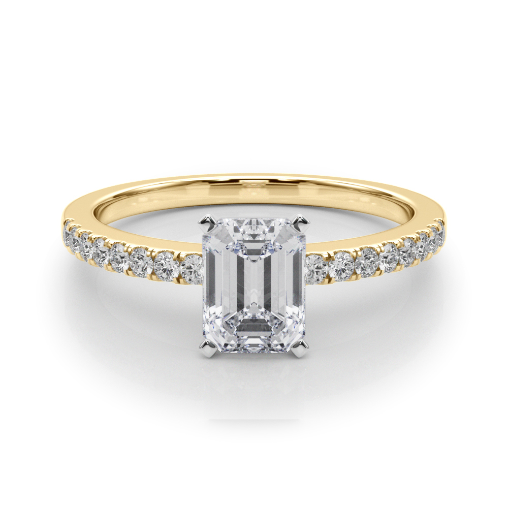 0.2 Ct Lab-Created Creeda Emerald Cut Diamond  Side Stone Engagement Rings in Silver 925