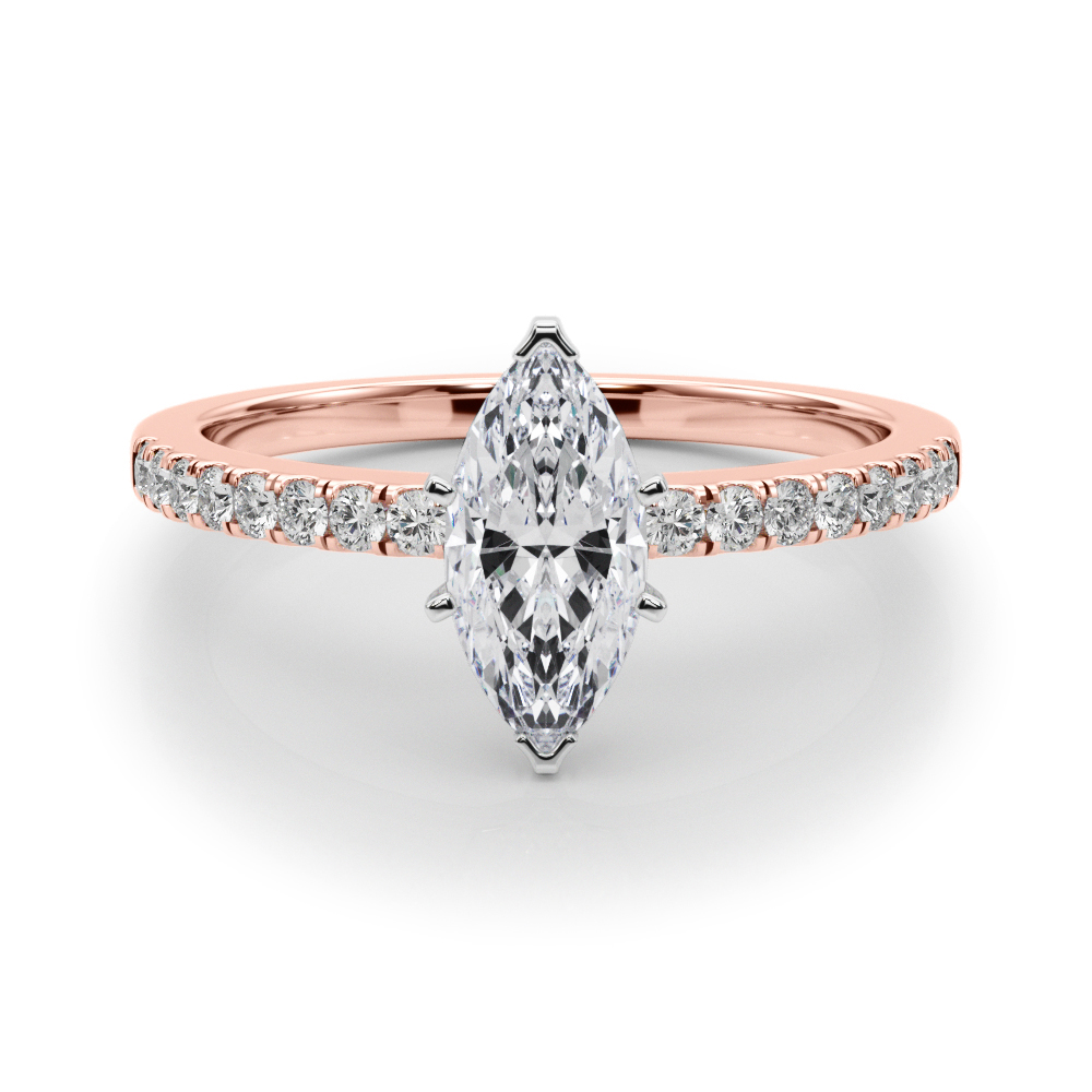 0.2 Ct Lab-Created Diamond Marquise Cut Creeda  Side Stone Engagement Rings in Silver 925