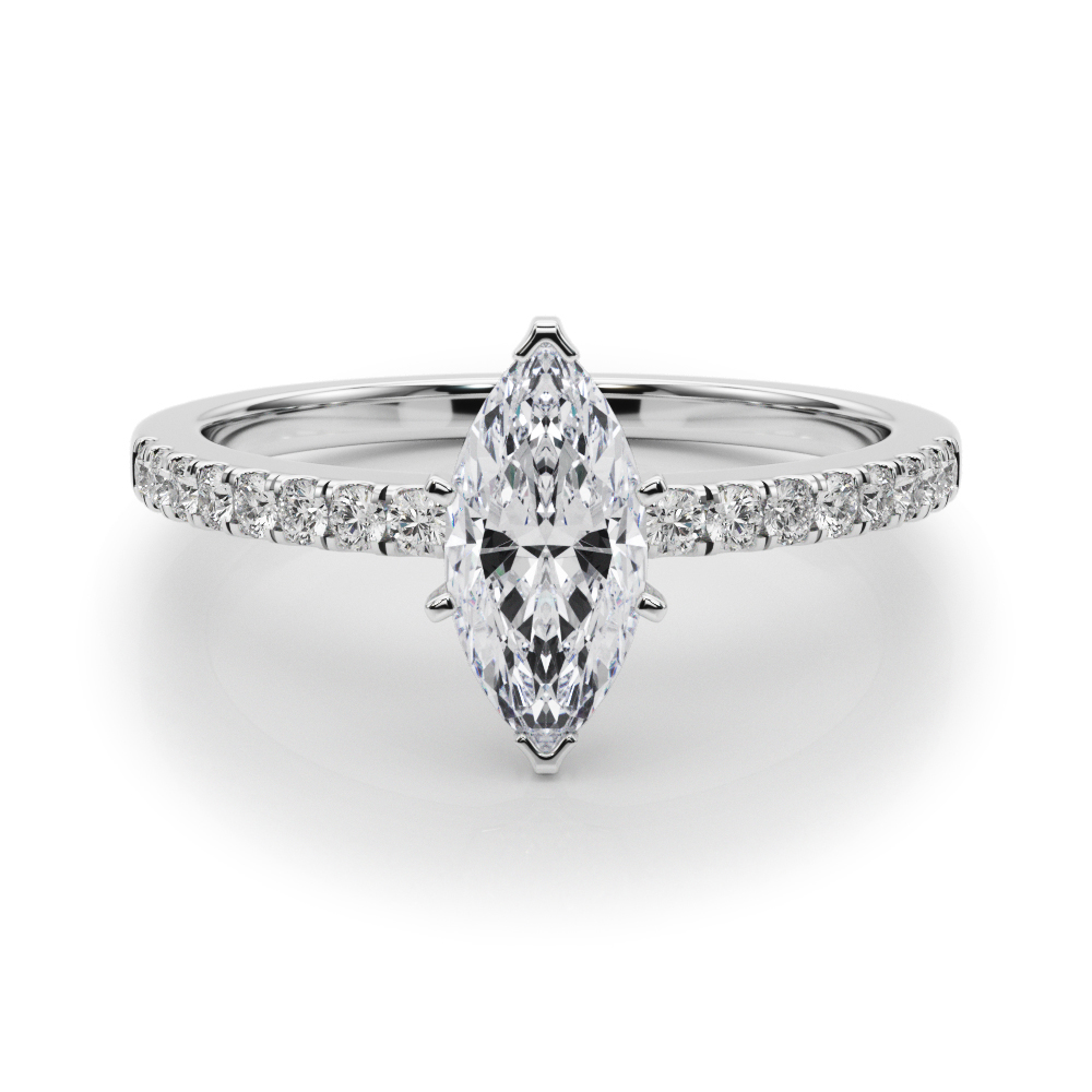 0.2 Ct Lab-Created Creeda Marquise Cut Diamond  Side Stone Engagement Rings in Silver 925