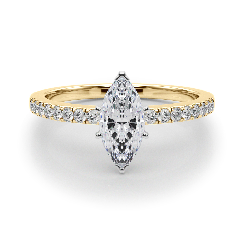 0.2 Ct Lab-Created Creeda Marquise Cut Diamond  Side Stone Engagement Rings in Silver 925