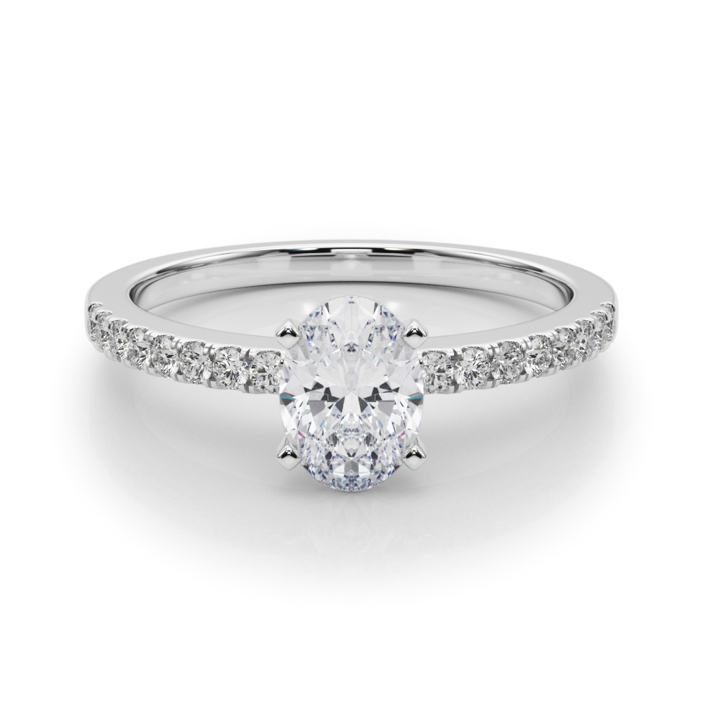 0.2 Ct Lab-Created Diamond Oval Cut Creeda  Side Stone Engagement Rings in Silver 925