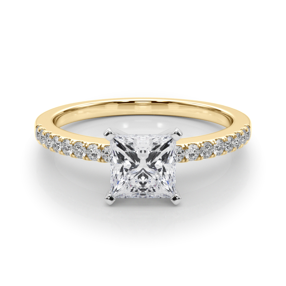 0.2 Ct Lab-Created Creeda Princess Cut Diamond  Side Stone Engagement Rings in Silver 925