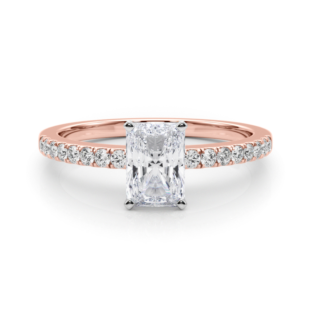 0.3 Ct Lab-Created Diamond Radiant Cut Creeda  Side Stone Engagement Rings in Silver 925