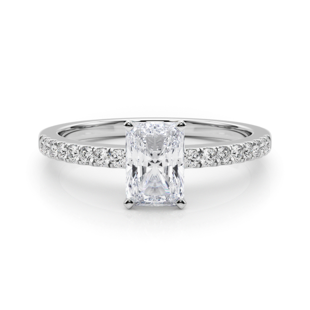0.3 Ct Lab-Created Diamond Radiant Cut Creeda  Side Stone Engagement Rings in Silver 925