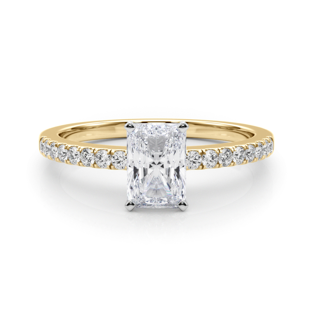 0.3 Ct Lab-Created Diamond Radiant Cut Creeda  Side Stone Engagement Rings in Silver 925