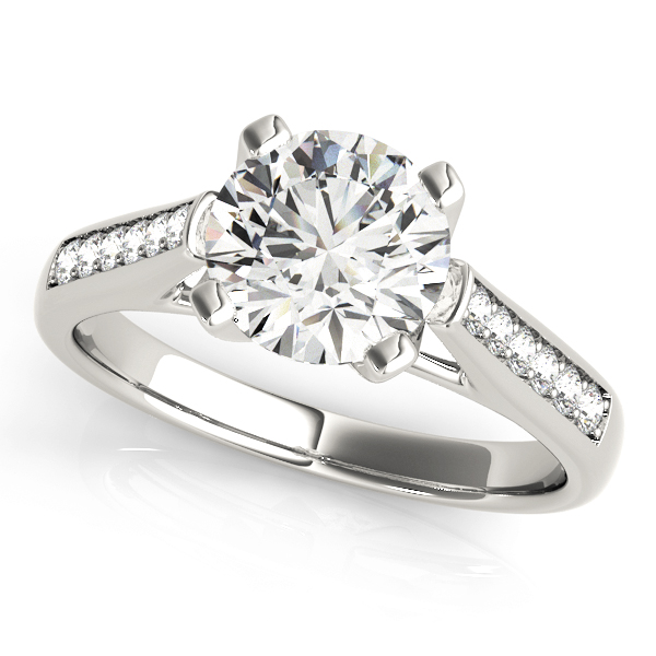 Zamar Natural Diamond 4 Prong Setting Side Stone Engagement Ring