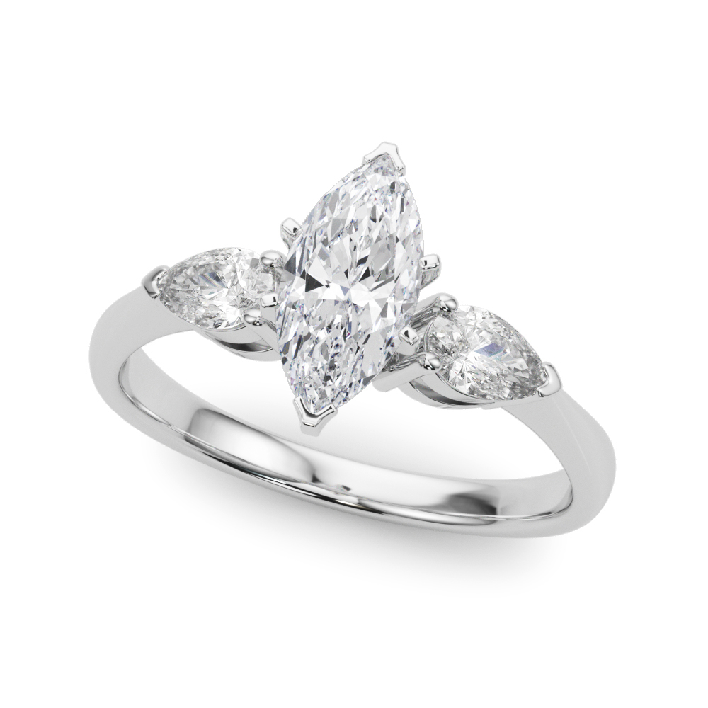 Valissa Lab Grown Diamond 6 Prong Set Trilogy Engagement Ring