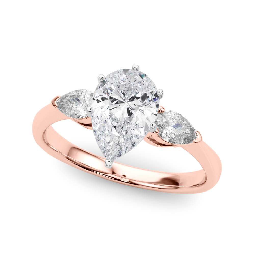 0.2 Ct Lab-Created Diamond Pear Cut Veta  Trilogy Engagement Rings in Silver 925