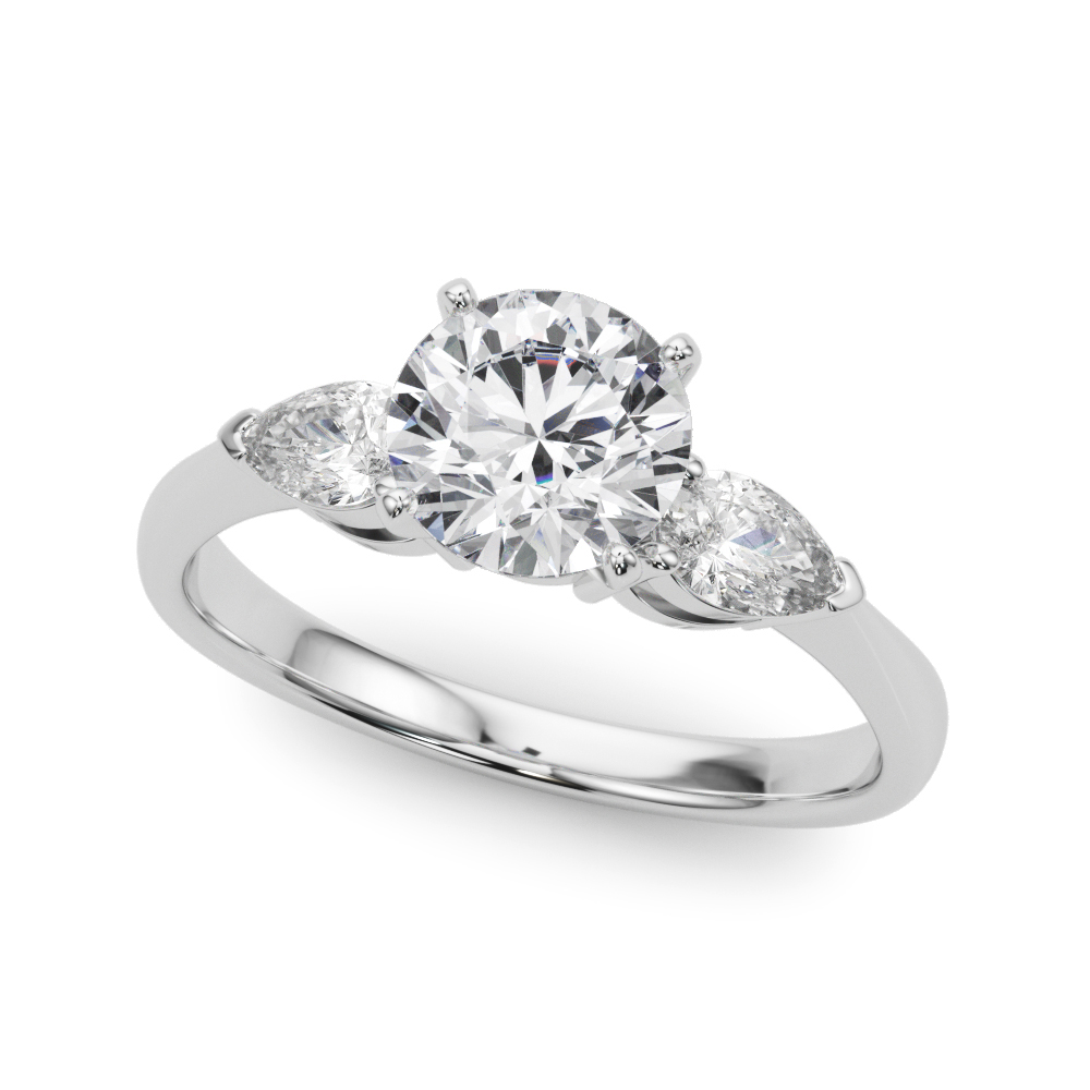 Vihaa Lab Grown Diamond 4 Prong Set Trilogy Engagement Ring