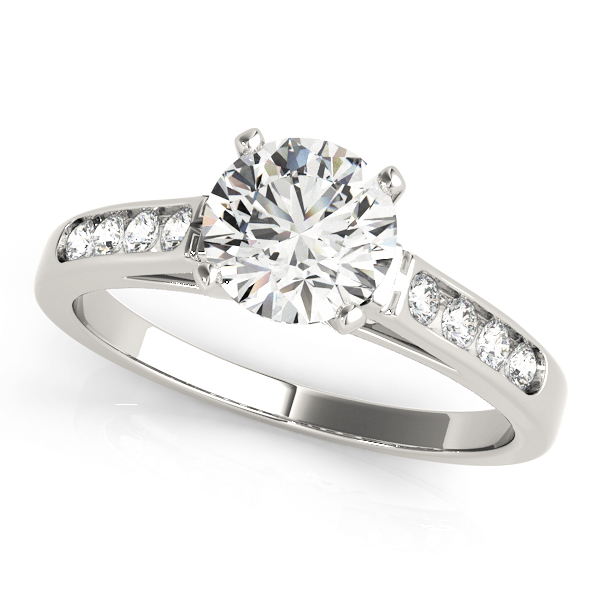 Zinnia Natural Diamond 4 Prong Setting Side Stone Engagement Ring