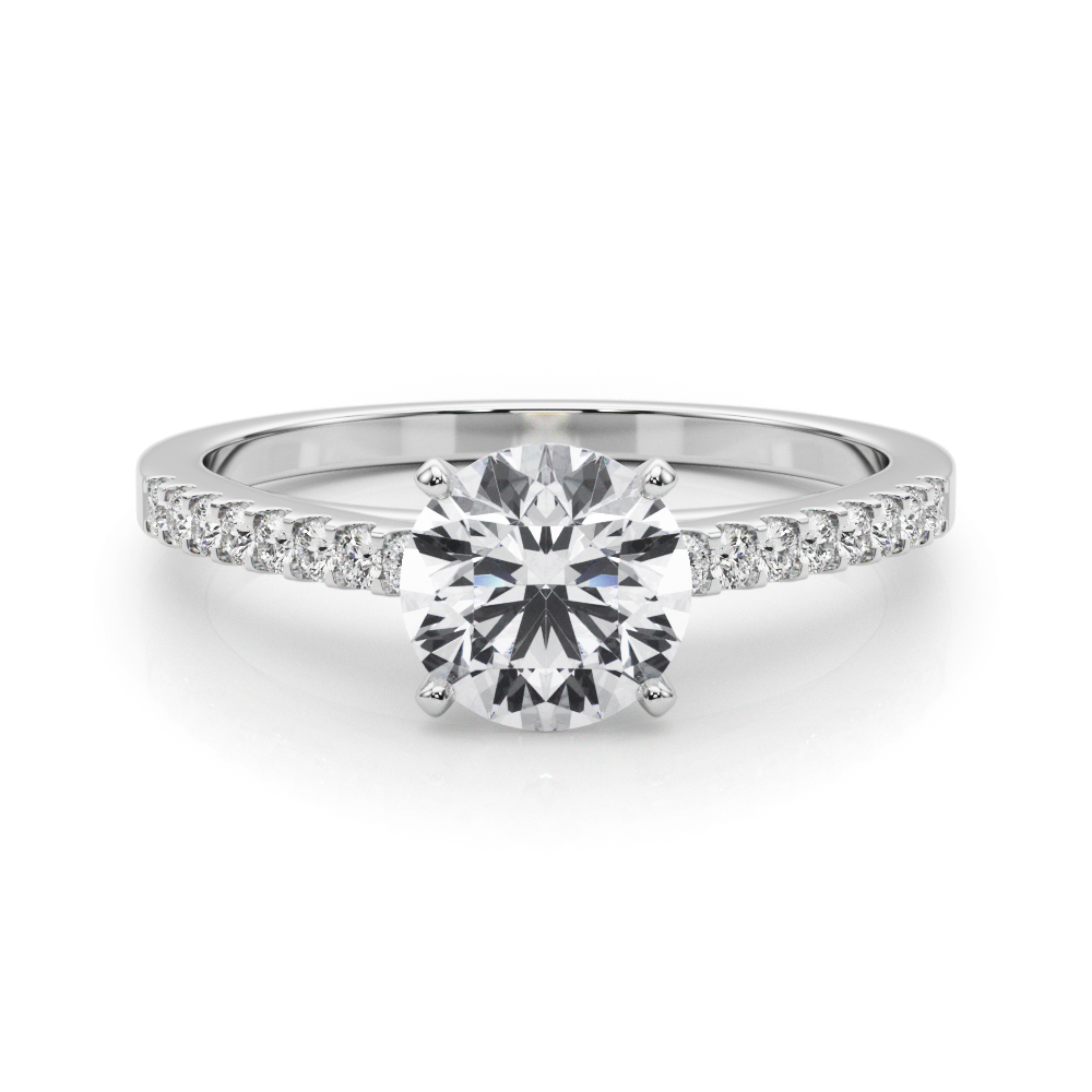 0.2 Ct Lab-Created Rinsy Round Cut Diamond  Side Stone Engagement Rings in Silver 925