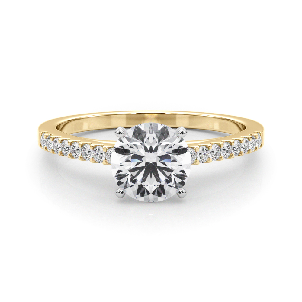 0.2 Ct Lab-Created Rinsy Round Cut Diamond  Side Stone Engagement Rings in Silver 925